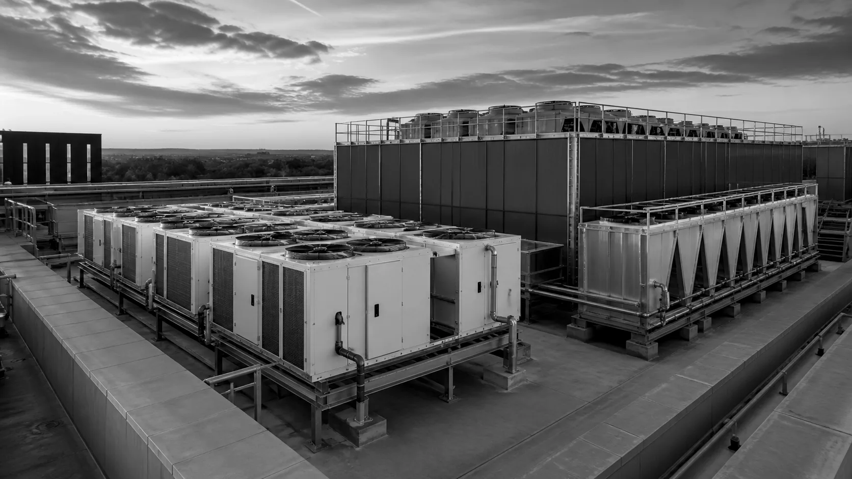 Rooftop dry cooler array